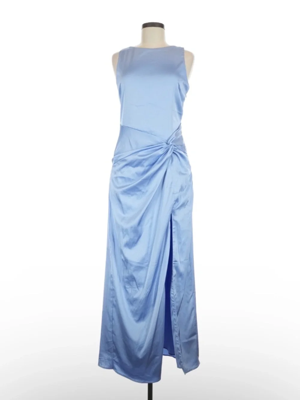 Light Blue Satin Maxi Dress